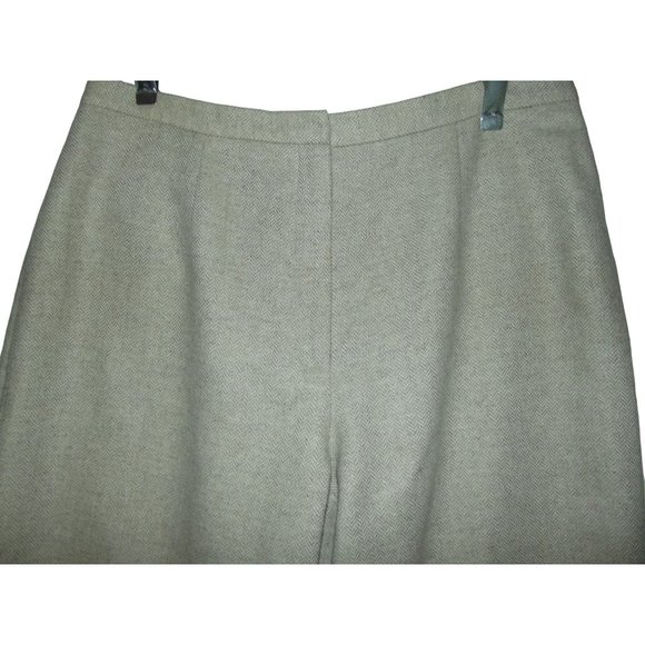 Liz Claiborne 14 Wool Blend Pants beige herringbone textured high rise dress pts - Picture 2 of 7